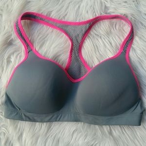 PINK VS pink and gray yoga push up bra